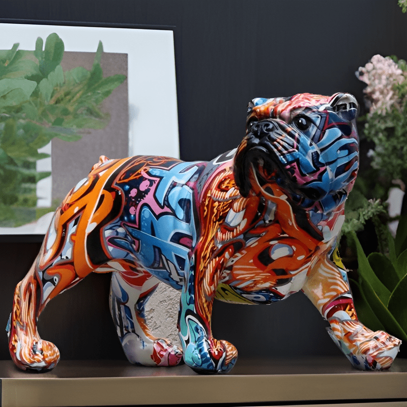 Tnessential Unique 2026 Design Resin Bulldog with Vibrant Graffiti Art 3D Decor