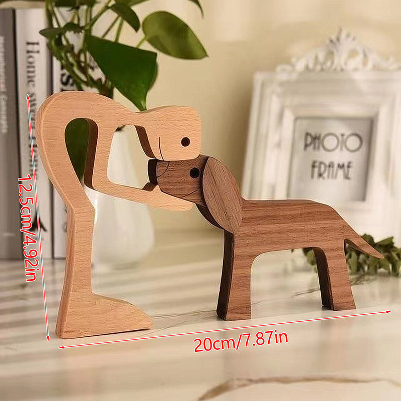 Tnessential Handcrafted Wooden Dog Figurine 3D Decor