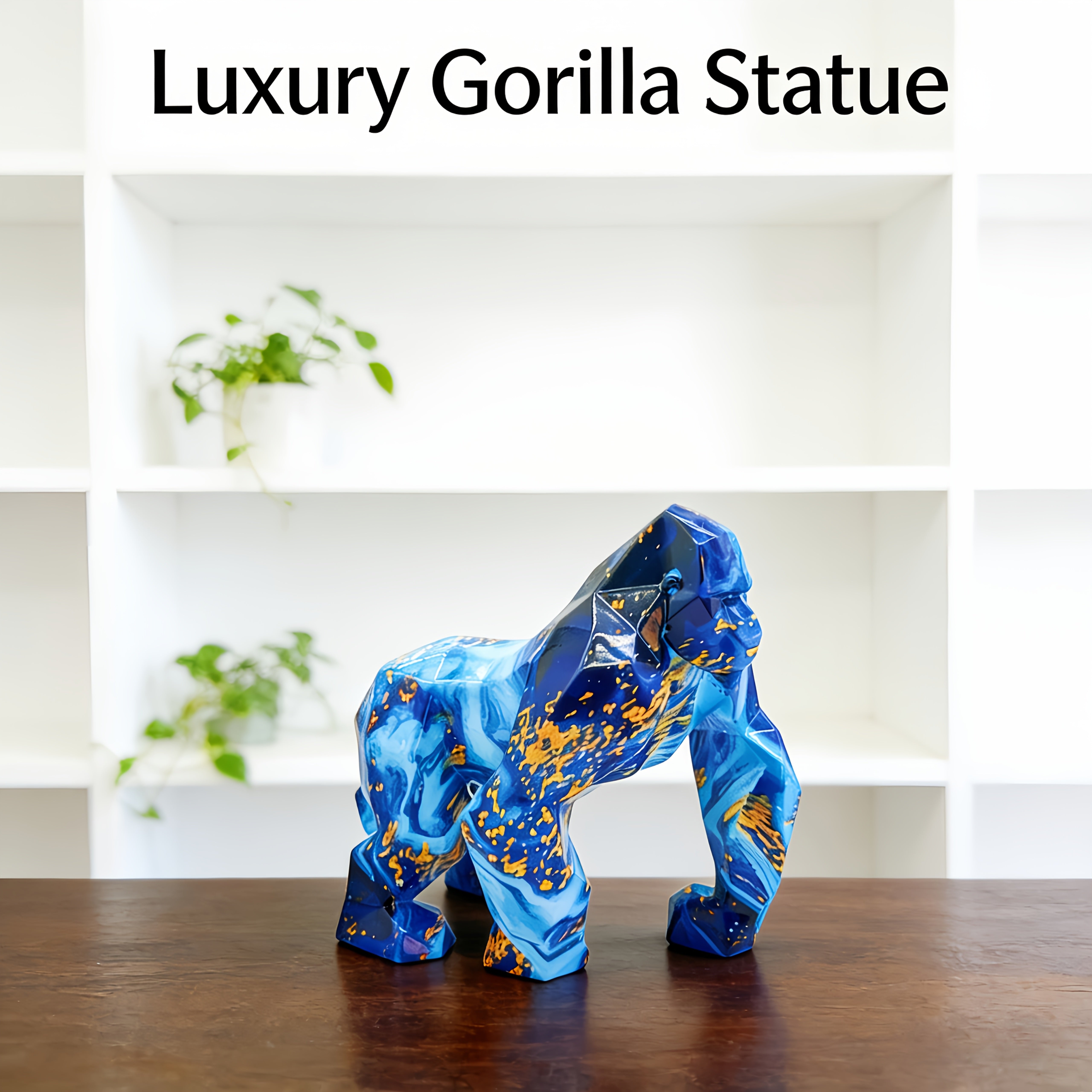Tnessential Handmade Resin Gorilla Statue Sculpture 3D Decor