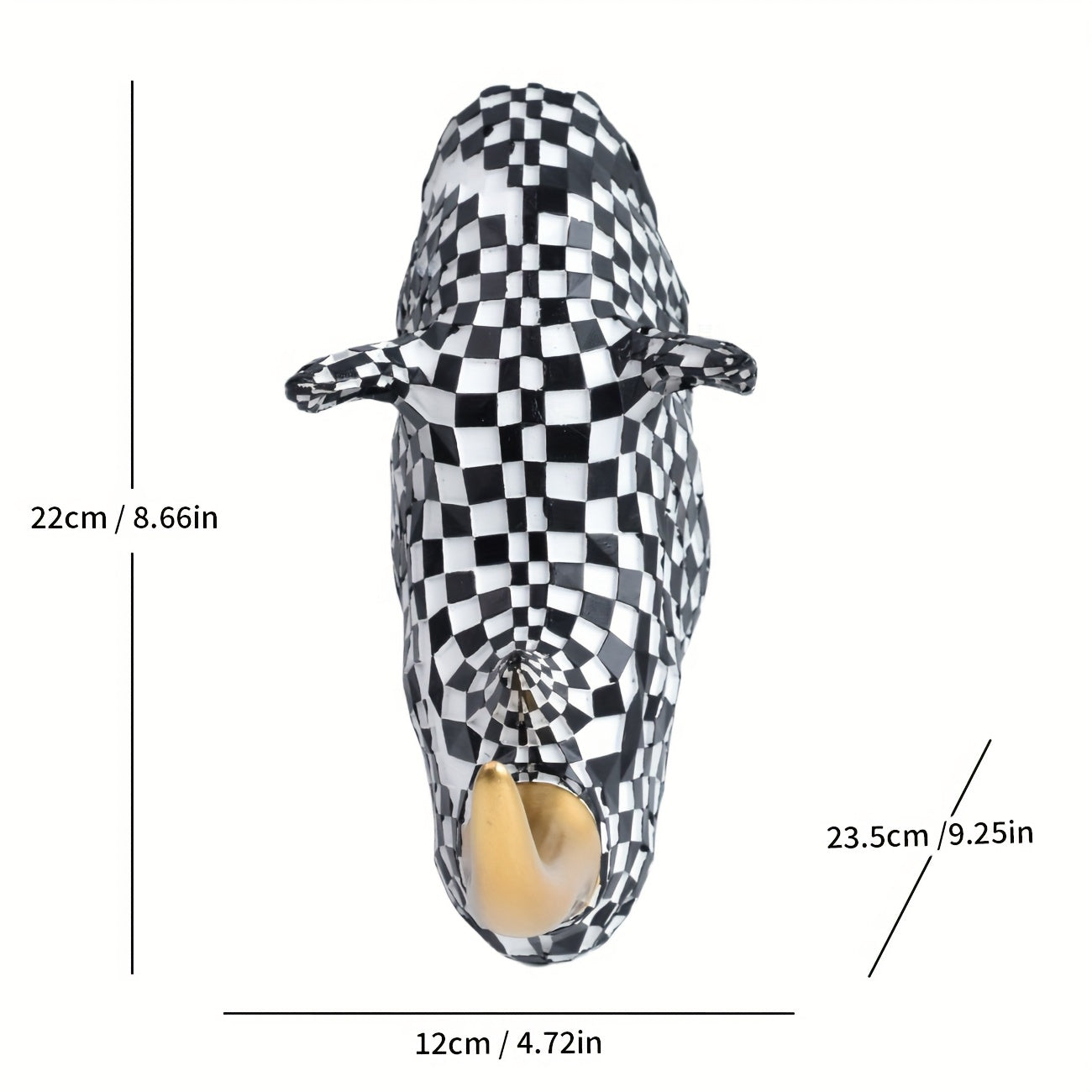 Tnessential 0cm High Mosaic Black and White Checkerboard Resin 3D Decor