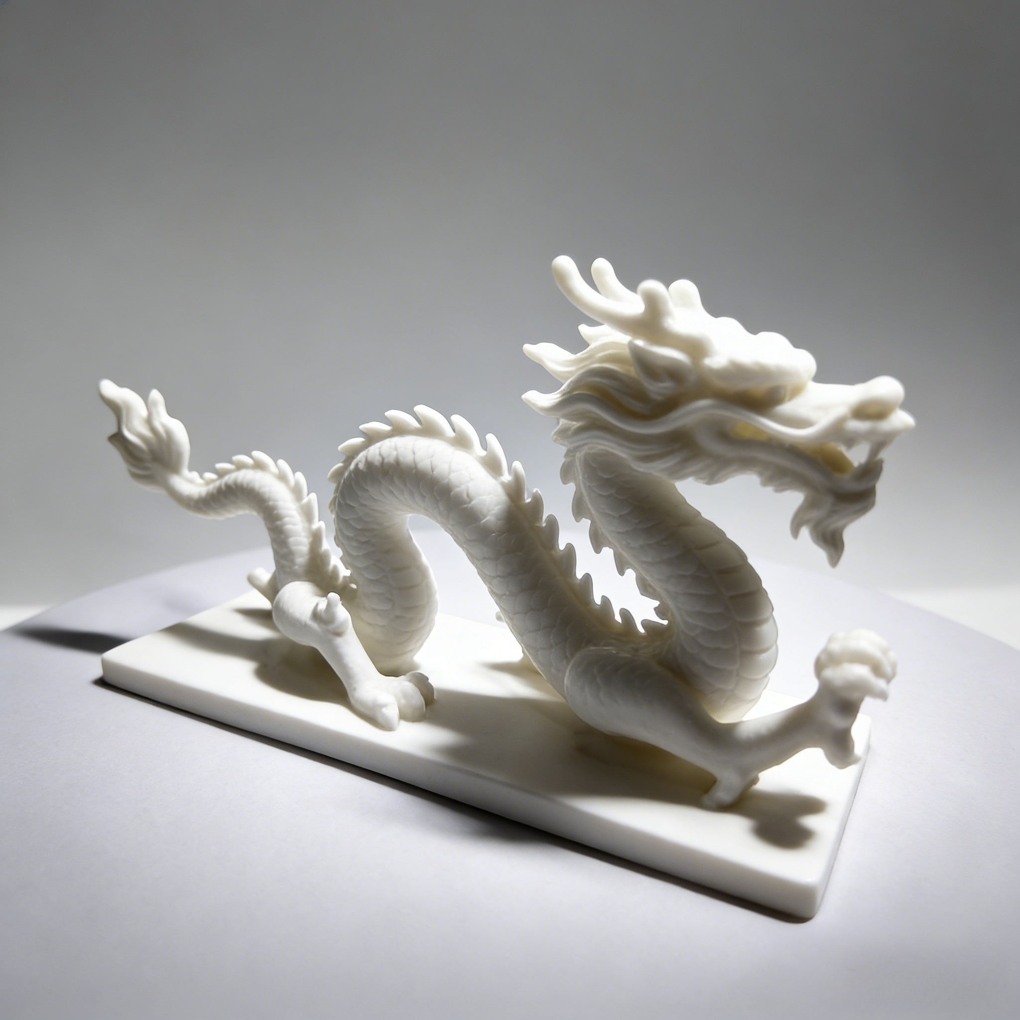 Tnessential Modern Matte White Dragon Sculpture Statue 3D Decor