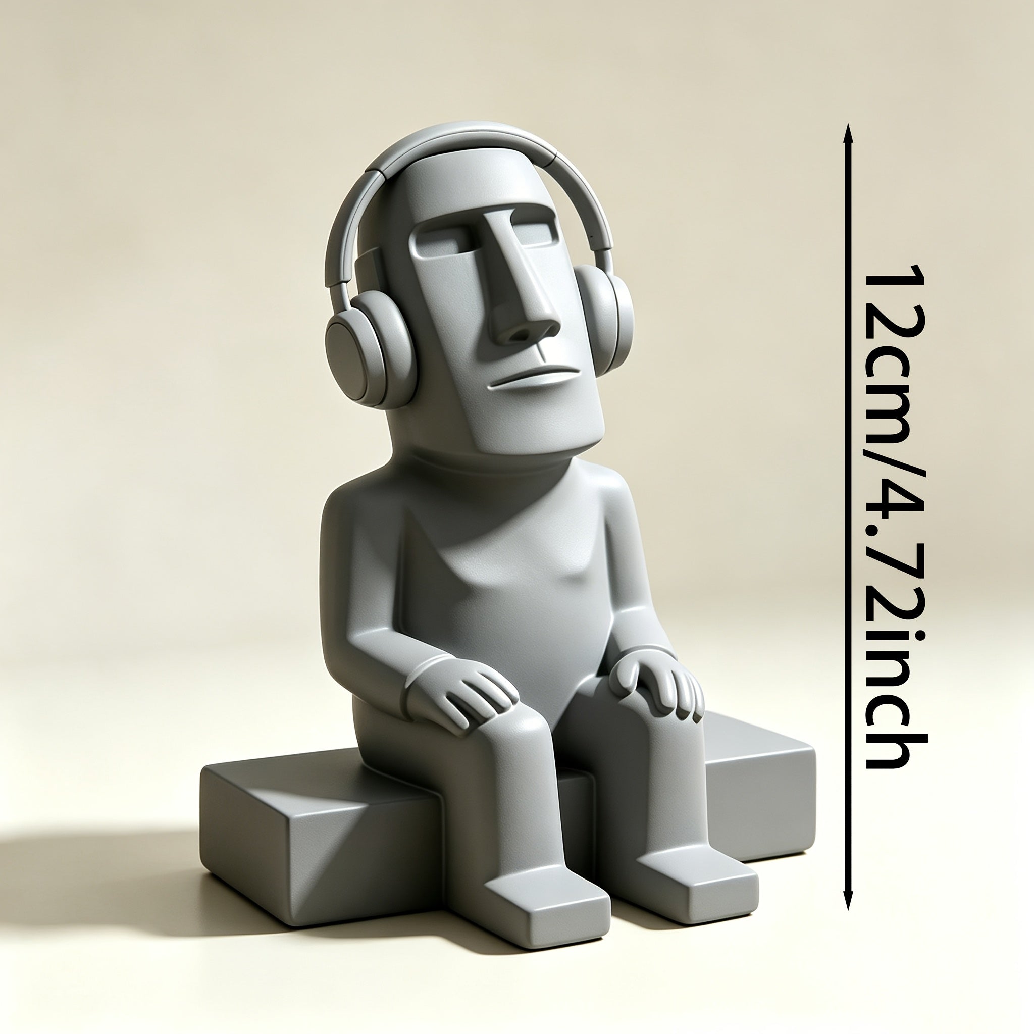 Tnessential Moai Statue with Headphones 3D Decor