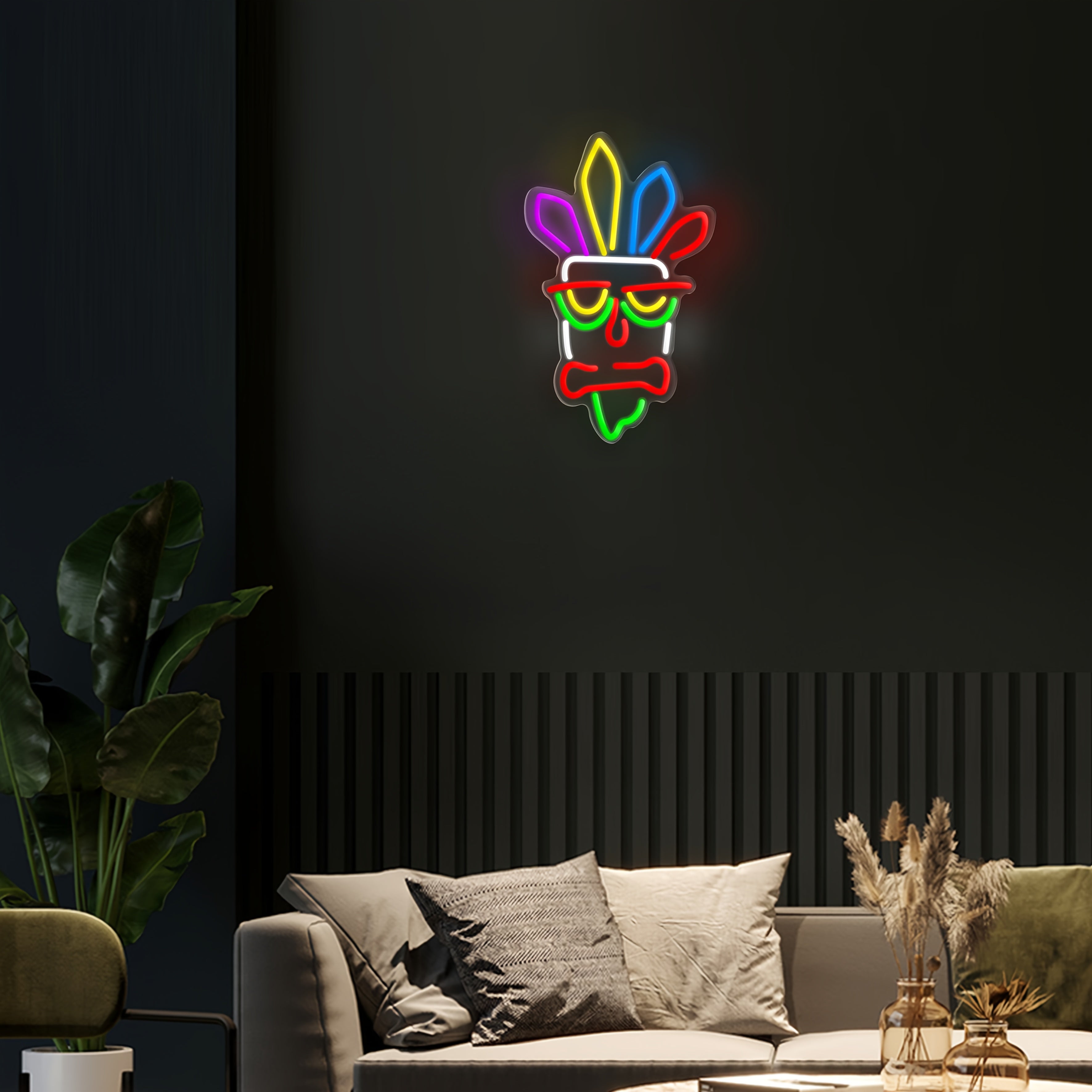 Tnessential Vibrant Tiki Mask Powered by USB with Ten Levels of 3D Decor