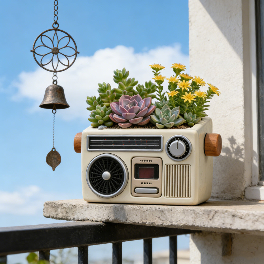 Tnessential Retro Radio Succulent Planter Silicone Mold 3D Decor