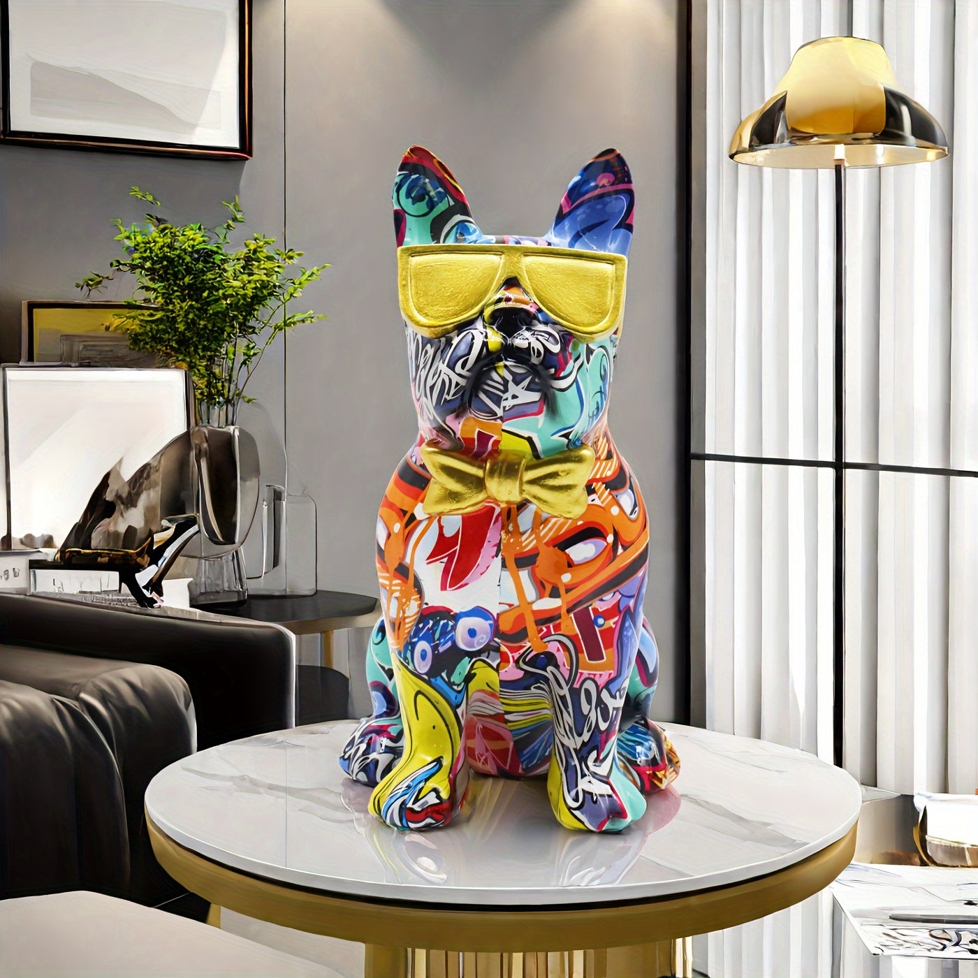 Tnessential Hip-hop Dog Statue with Glasses 3D Decor