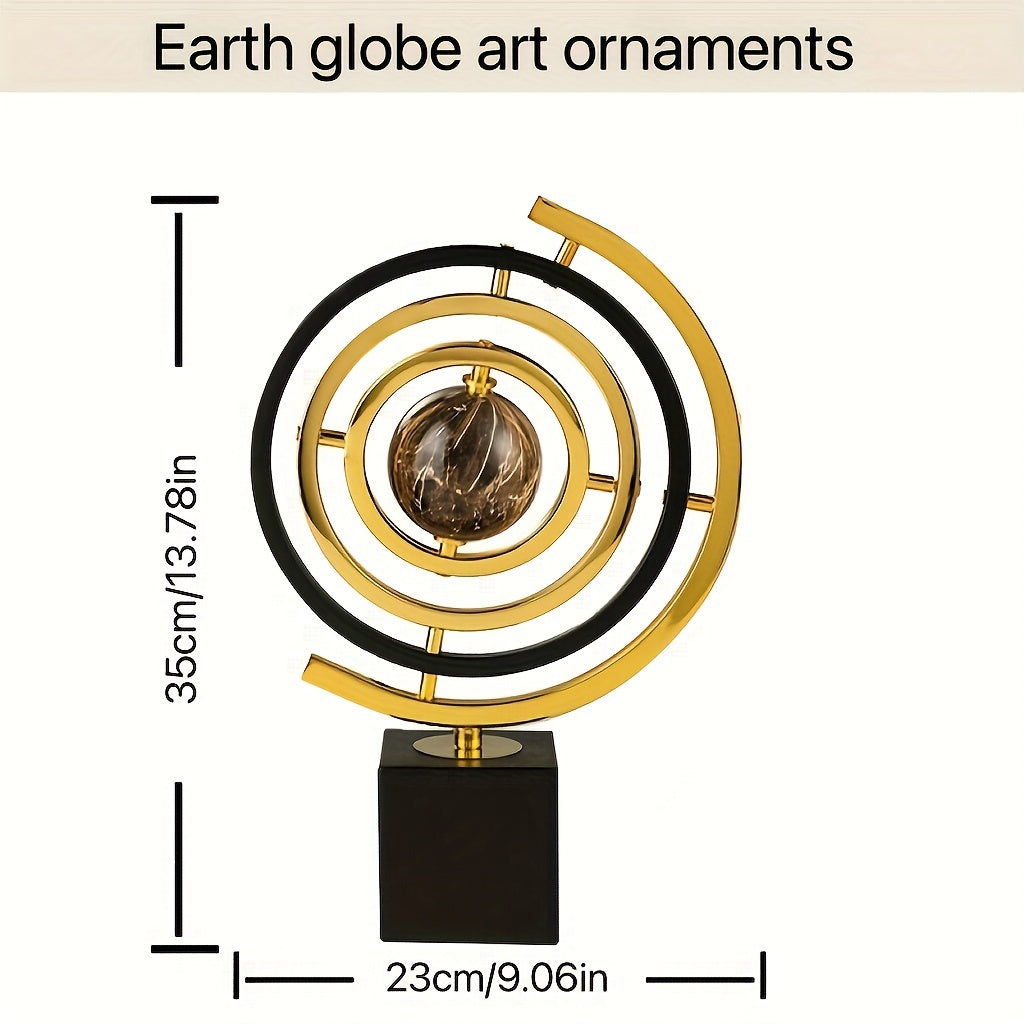 Tnessential Modern Abstract Metal Globe Sculpture 3D Decor
