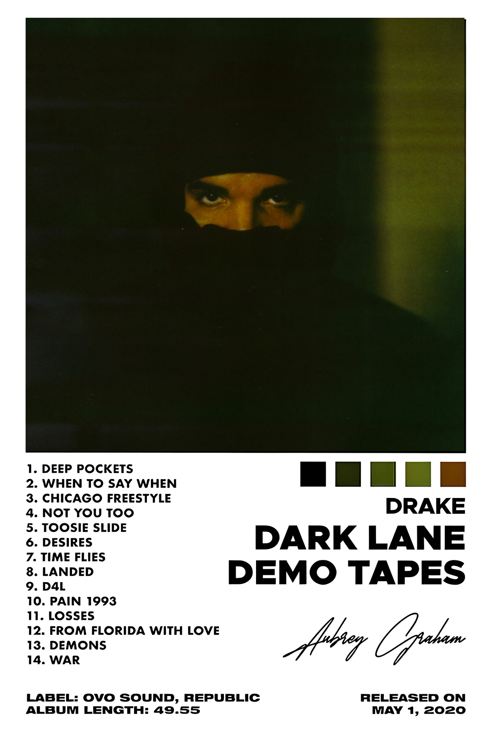 DRAKE "DEMO TAPES" CANVAS POSTER