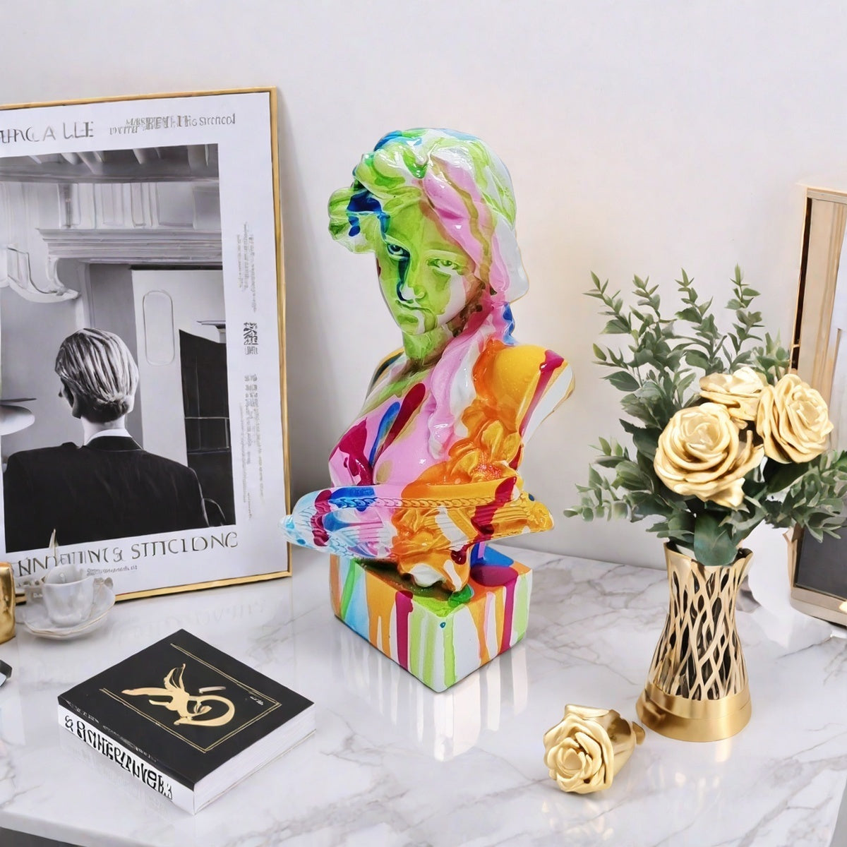 Tnessential 1pc Vibrant Graffiti Muse Statue 3D Decor
