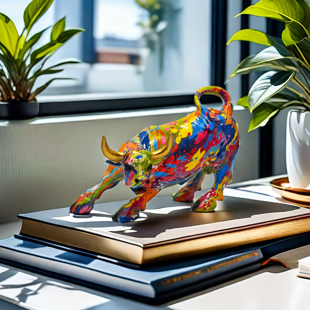 Tnessential Elegant & Powerful Resin Bull Ornament: Ideal Decor & Gift 3D Decor
