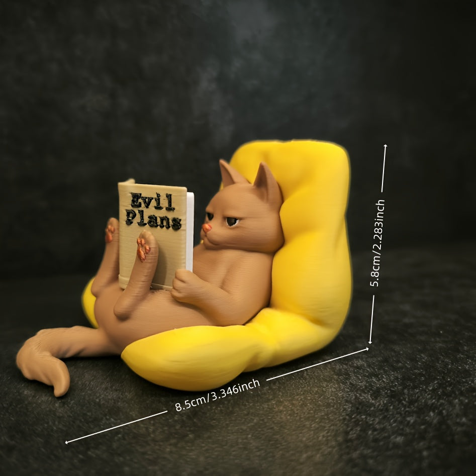 Tnessential Reading Cat a Charming Little Statue of a Cat Engrossed in 3D Decor