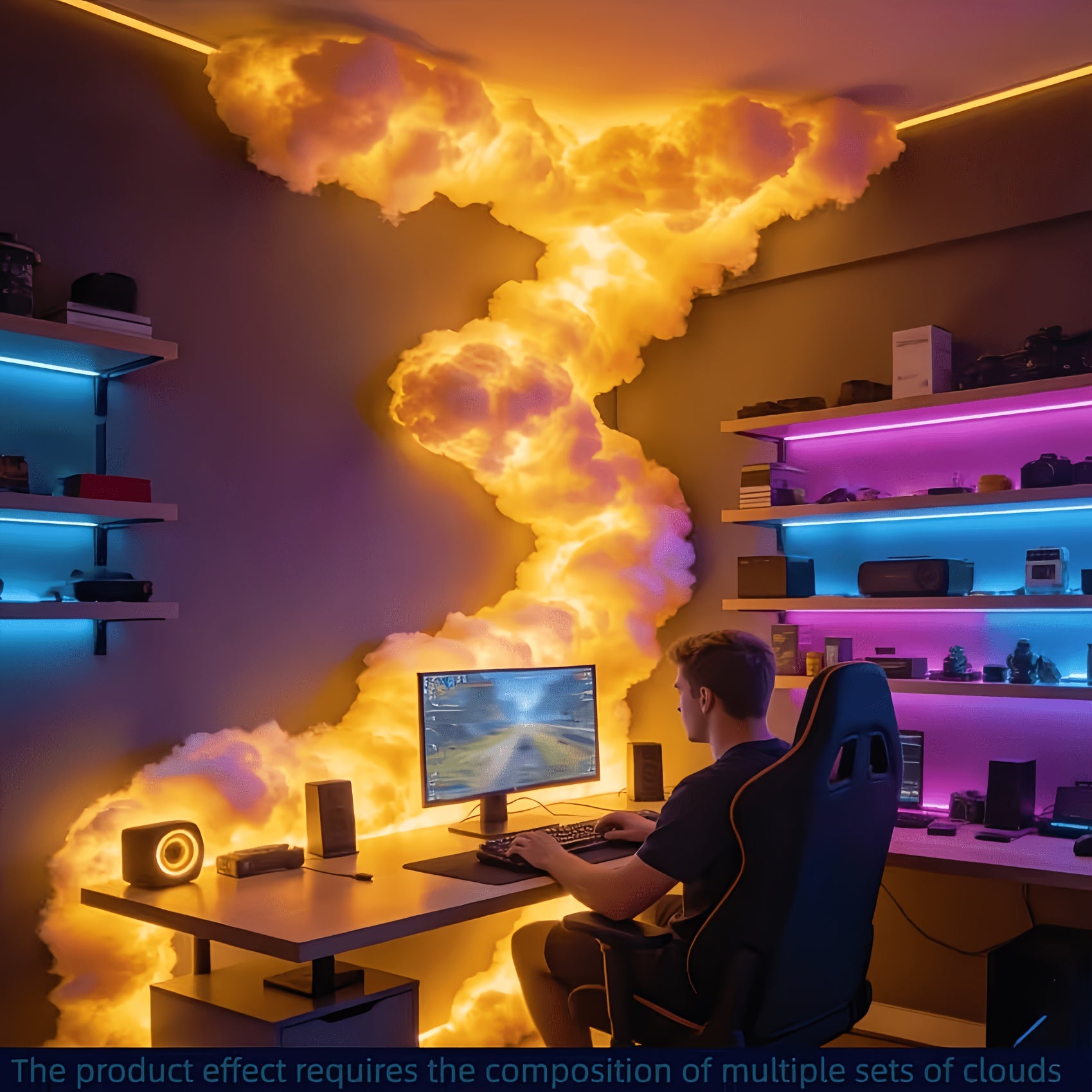 Tnessential 78 Meter Glowing 3D Lightning Thundercloud Light 3D Decor