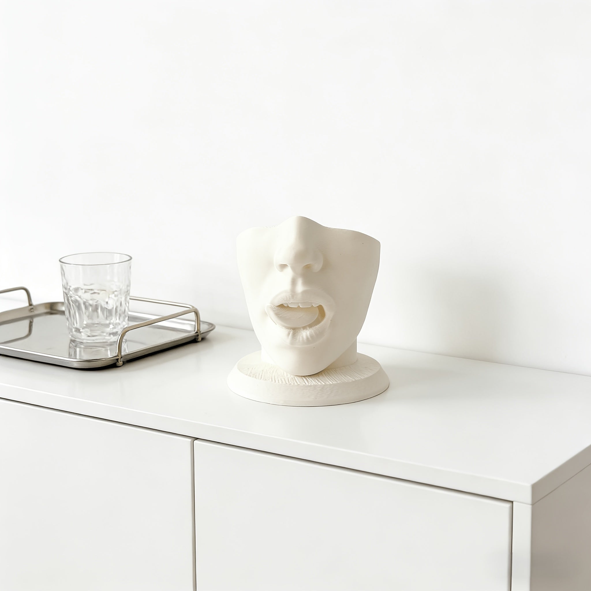 Tnessential Funny Lip-licking Face Sculpture Statue 3D Decor