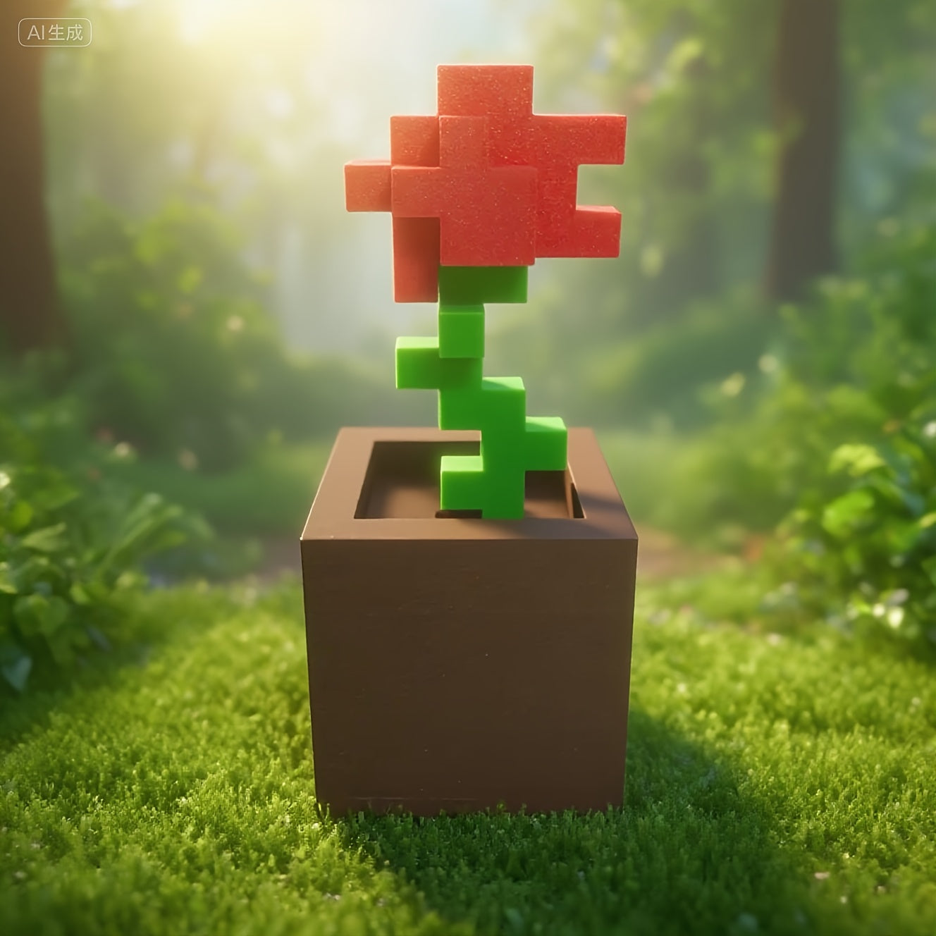 Tnessential Pixel Rose Decoration 3D Decor