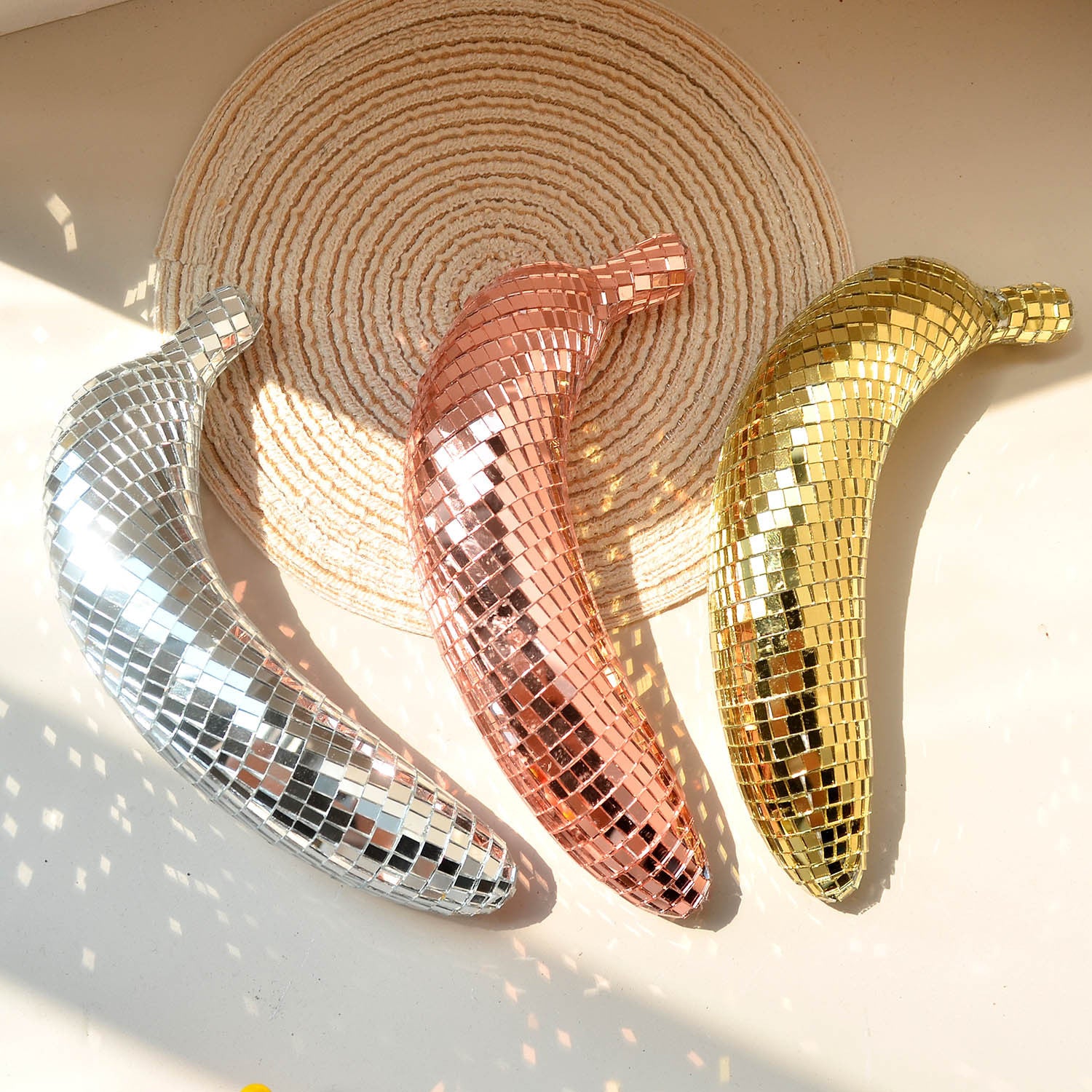 Tnessential Disco Ball Banana Statue 3D Decor
