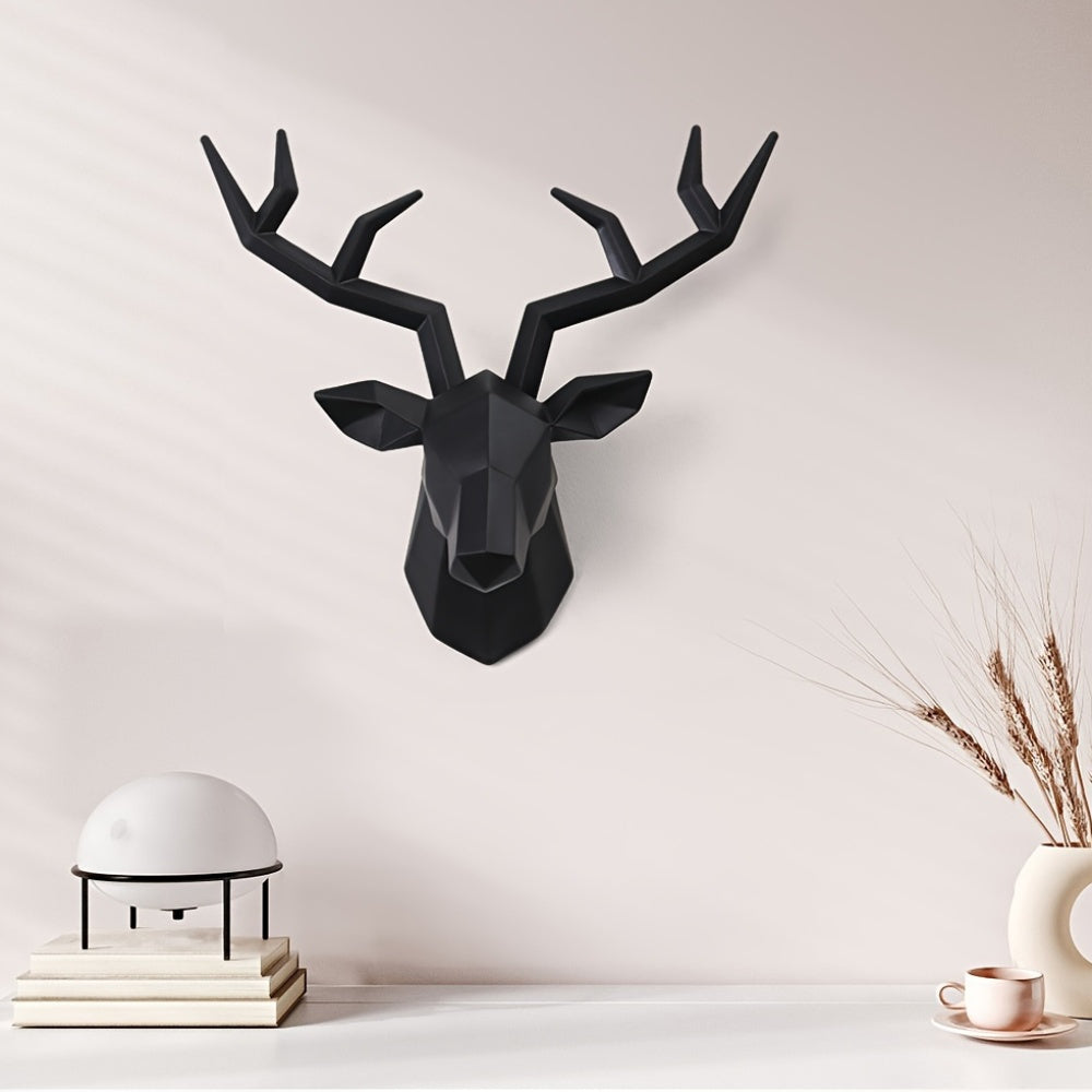 Tnessential Resin Creative Geometric Auspicious Deer Head 3D Decor