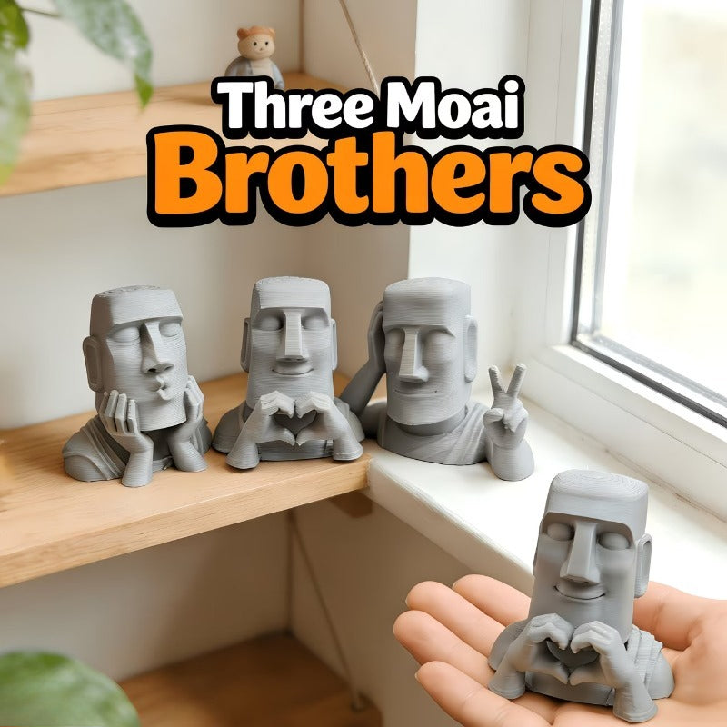 Tnessential Set of 3 Artistic Moai Statues 3D Decor