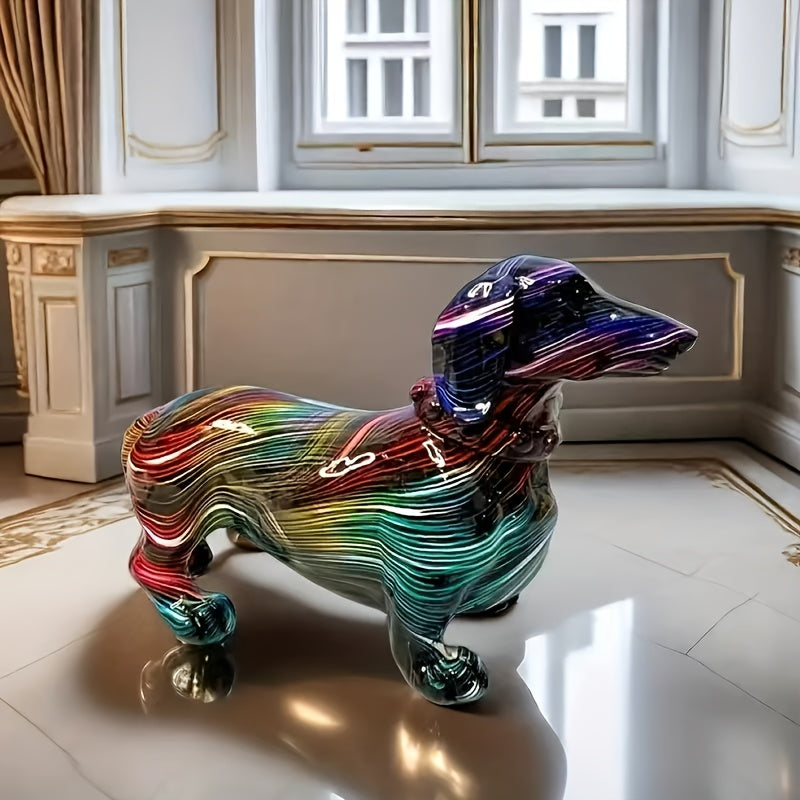Tnessential Vibrant Dachshund Resin Sculpture 3D Decor