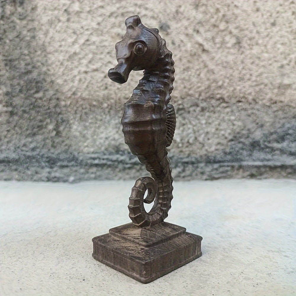 Tnessential 65 Cm Hand Carved Wooden Seahorse Ornament Entryway Decor 3D Decor