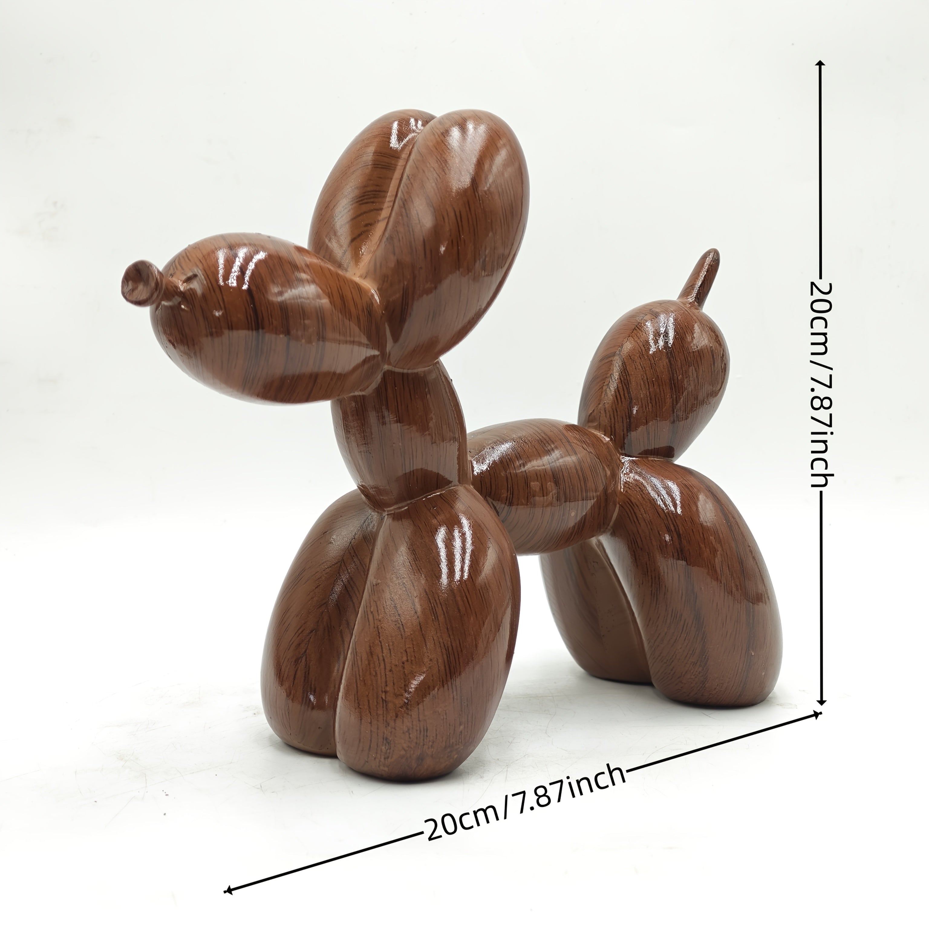 Tnessential Vintage Wood Grain Balloon Dog Statue Ornament 3D Decor