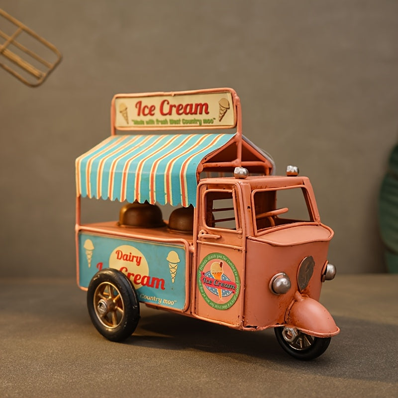 Tnessential Iron Art Industrial Style Pink Ice Cream Truck Ornament 3D Decor