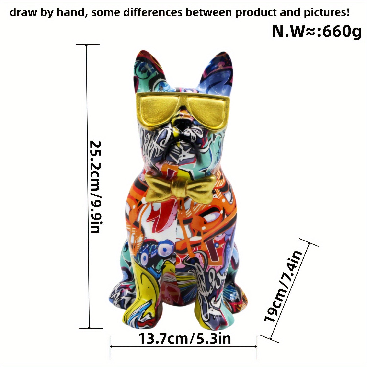 Tnessential Hip-hop Dog Statue with Glasses 3D Decor