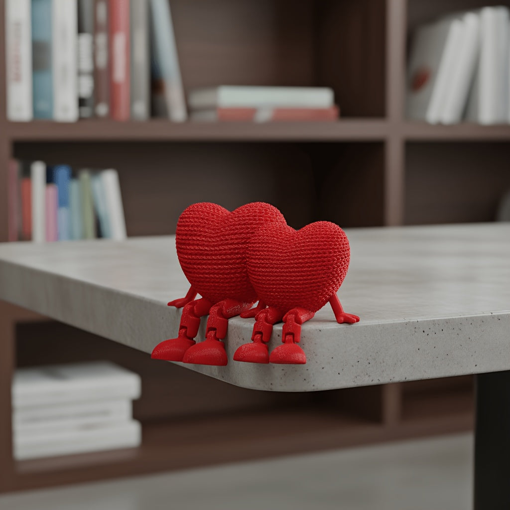 Tnessential | Red Couple's Knitted Heart Ornament Statue 3D Decor