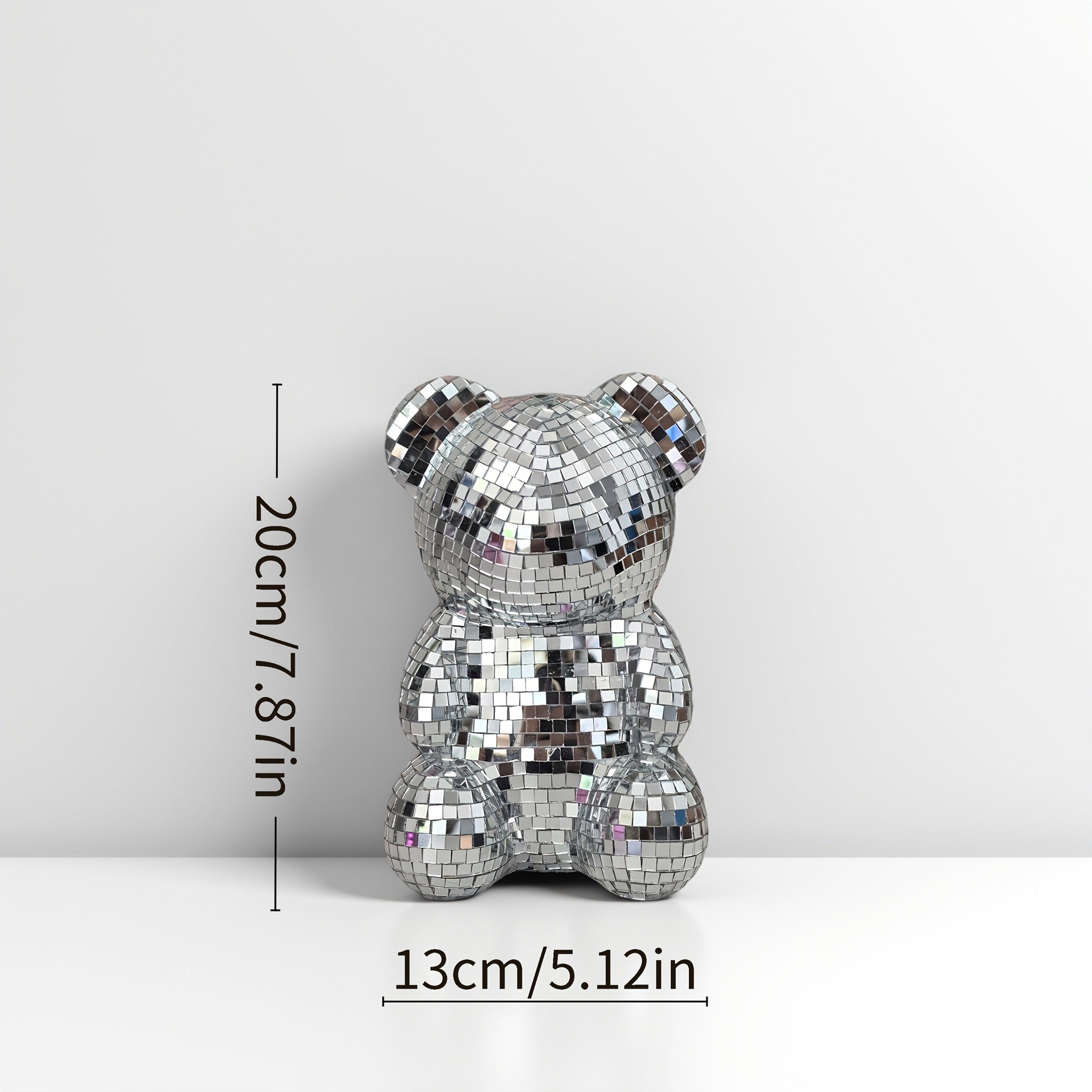 Tnessential 78-inch Christmas Silvery Disco Bear Figurine 3D Decor