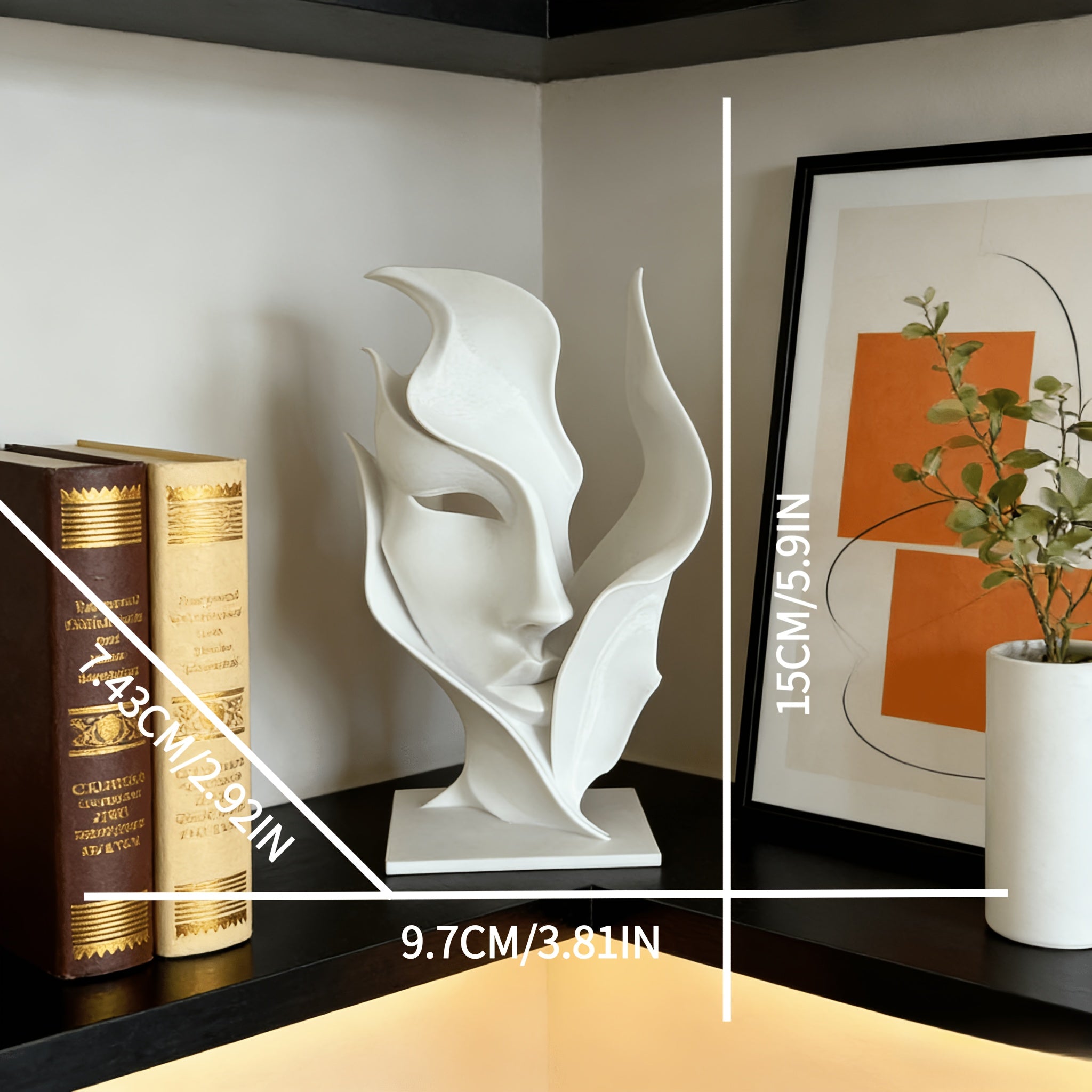 Tnessential White Art Half-face Sculpture 3D Decor