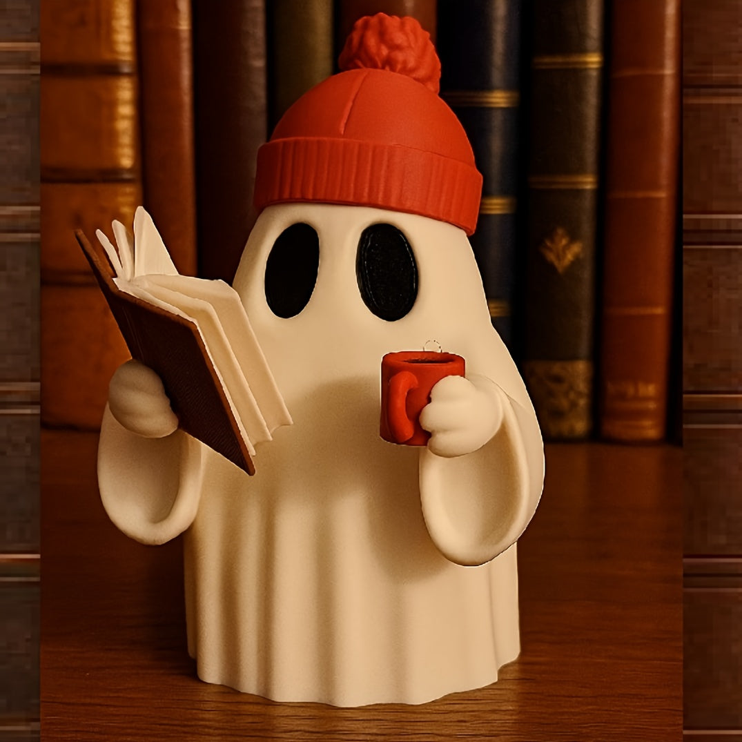 Tnessential Cute Ghost Reader Figurine Collectible Figurines Ornaments 3D Decor