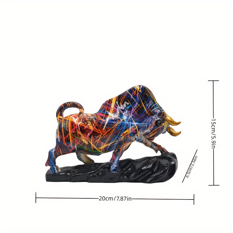 Tnessential Art Deco Resin Trumpet Bull Statue 3D Decor