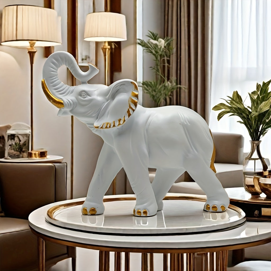 Tnessential Charming Resin Elephant Sculpture 3D Decor