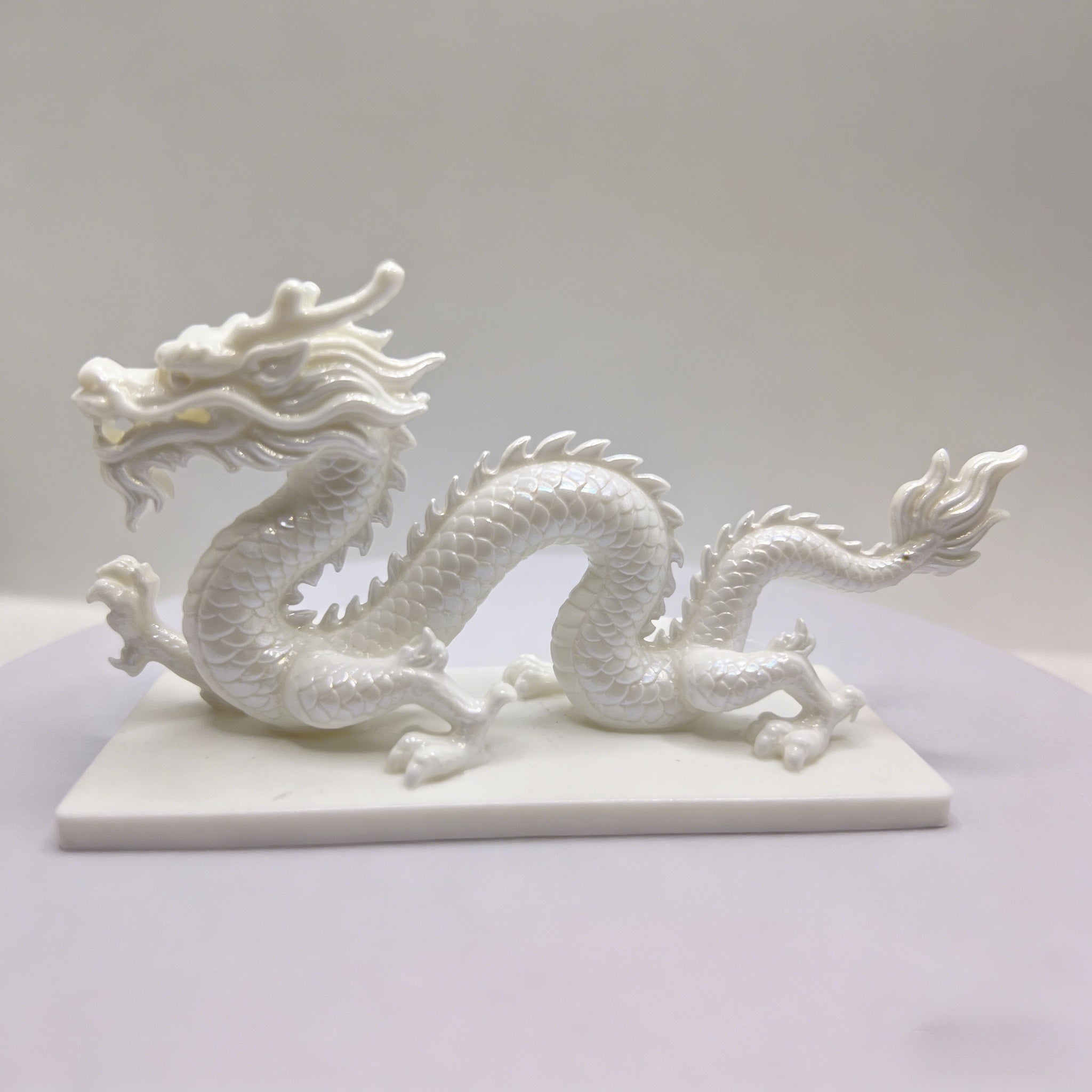 Tnessential Modern Matte White Dragon Sculpture Statue 3D Decor