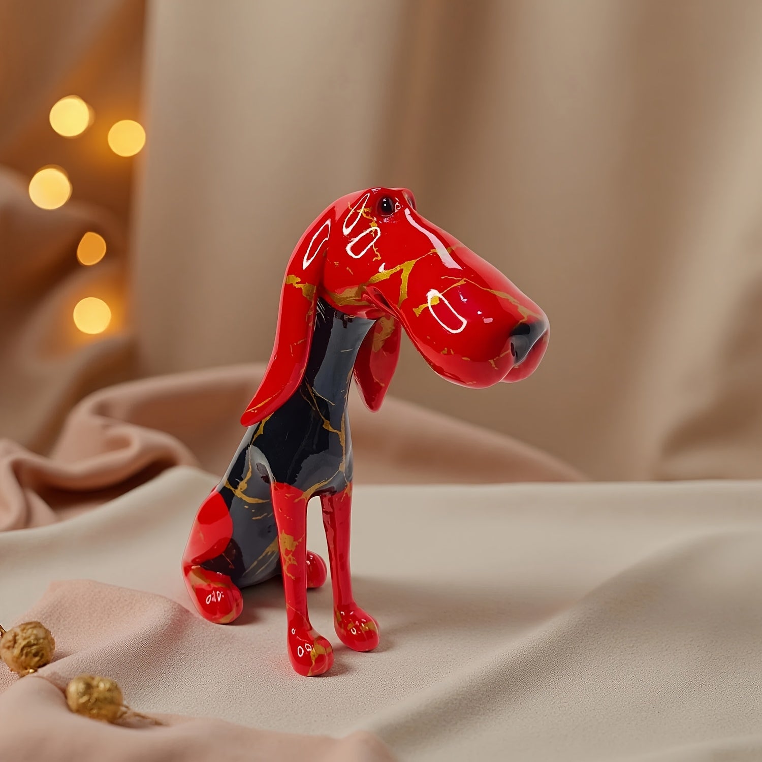Tnessential Abstract Shaped Large Mouth Sausage Dog Statue Ornament 3D Decor