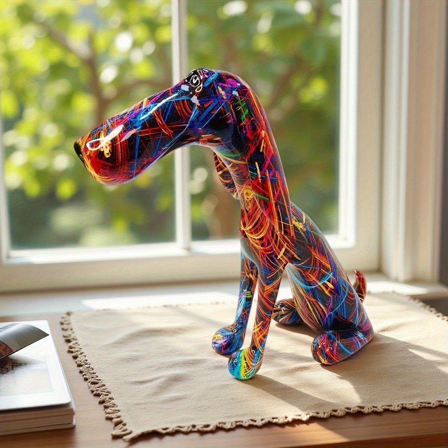 Tnessential Colorful Dachshund Statue 3D Decor