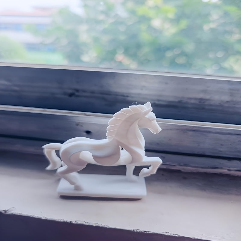 Tnessential Modern Abstract 3D Printed White Horse Sculpture 3D Decor