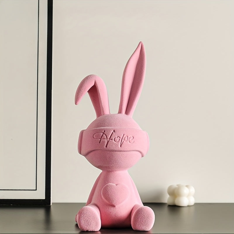 Tnessential Creative Heart-shaped Rabbit Figurine 3D Decor