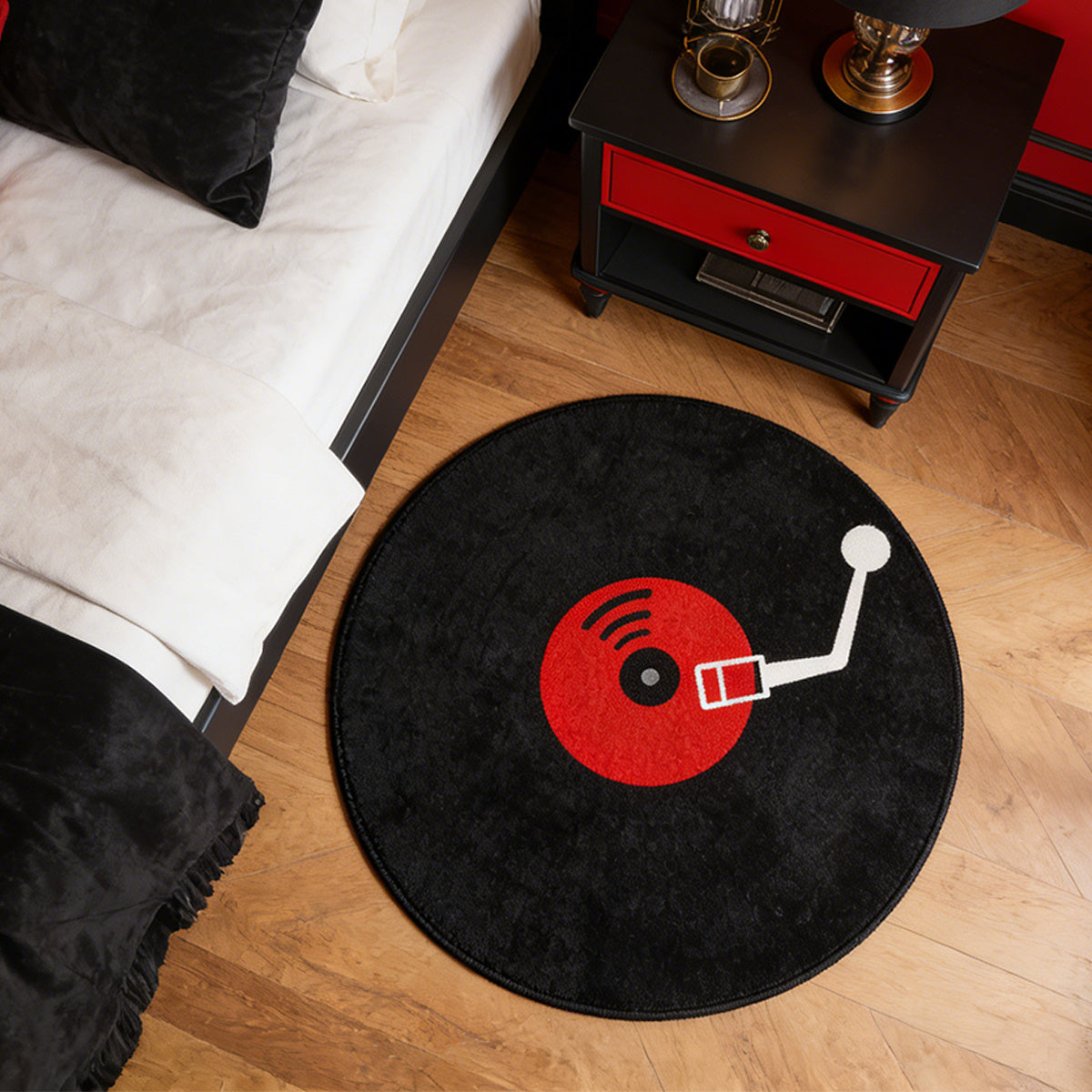 BLACK VINYL RECORD RUG view 6