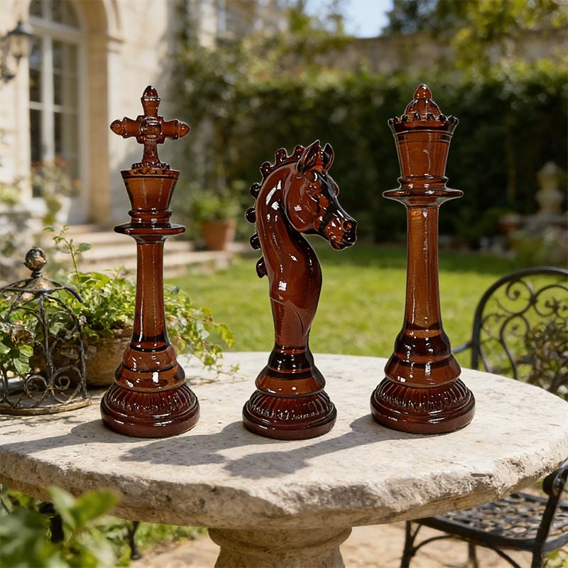 Tnessential Elegant Resin Chess Piece Figurines 3D Decor