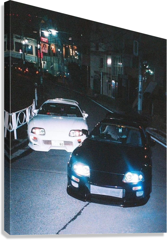 TOYOTA SUPRA TOKYO NIGHT CAR CANVAS POSTER