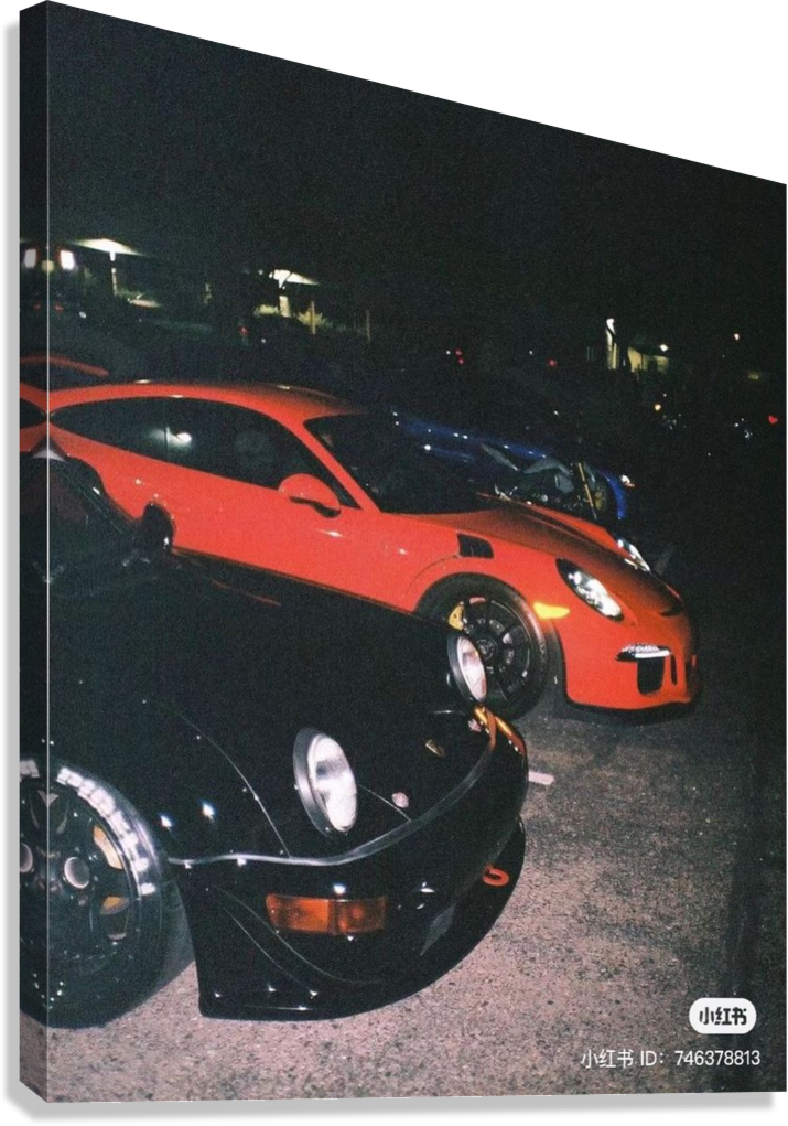 PORSCHE 911 NIGHT CAR MEET AESTHETIC CANVAS POSTER