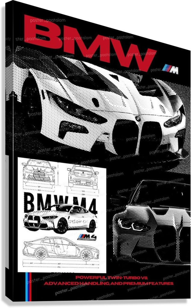 BMW M4 PERFORMANCE MACHINE CANVAS POSTER