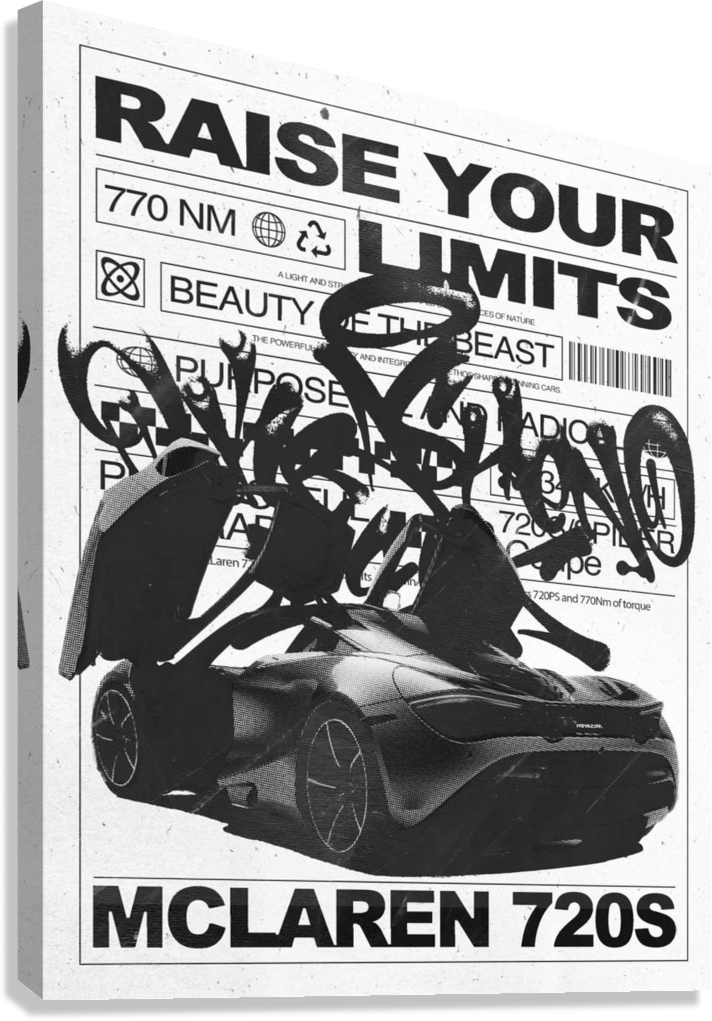 MCLAREN 720S SUPERCAR STREET ART CANVAS POSTER