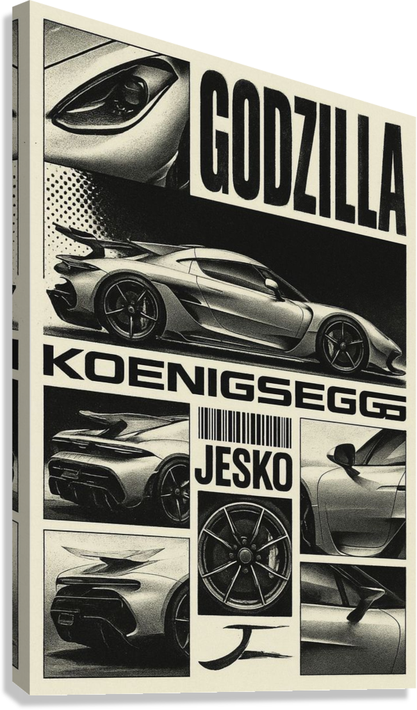 KOENIGSEGG JESKO HYPERCAR COLLAGE CANVAS POSTER