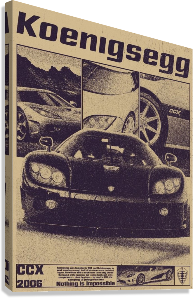 KOENIGSEGG CCX VINTAGE SUPERCAR CANVAS POSTER