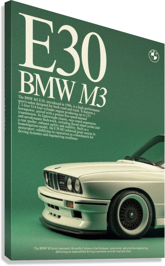 BMW E30 M3 ICONIC SPORTS SEDAN CANVAS POSTER