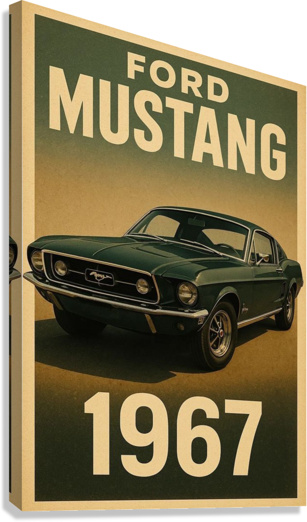 FORD MUSTANG 1967 ICONIC AMERICAN MUSCLE CANVAS POSTER
