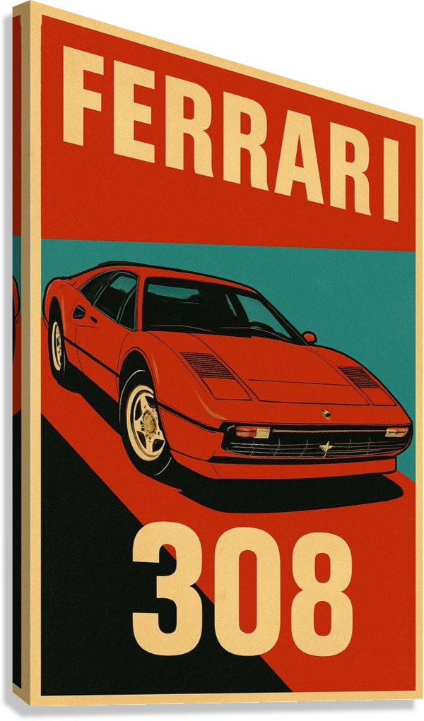 FERRARI 308 CLASSIC ITALIAN SUPERCAR CANVAS POSTER