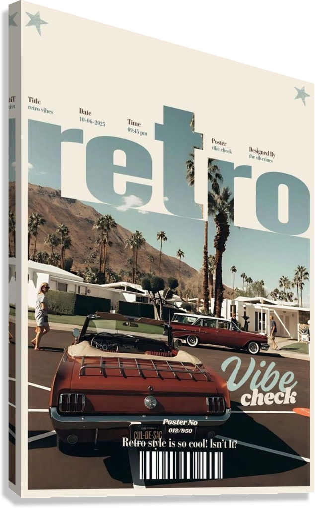 RETRO CALIFORNIA VINTAGE CAR SCENE CANVAS POSTER