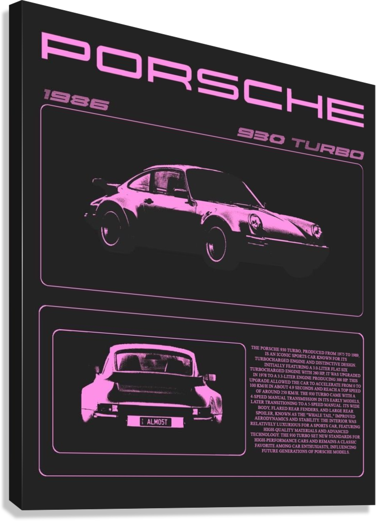 PORSCHE 930 TURBO VINTAGE PERFORMANCE CANVAS POSTER