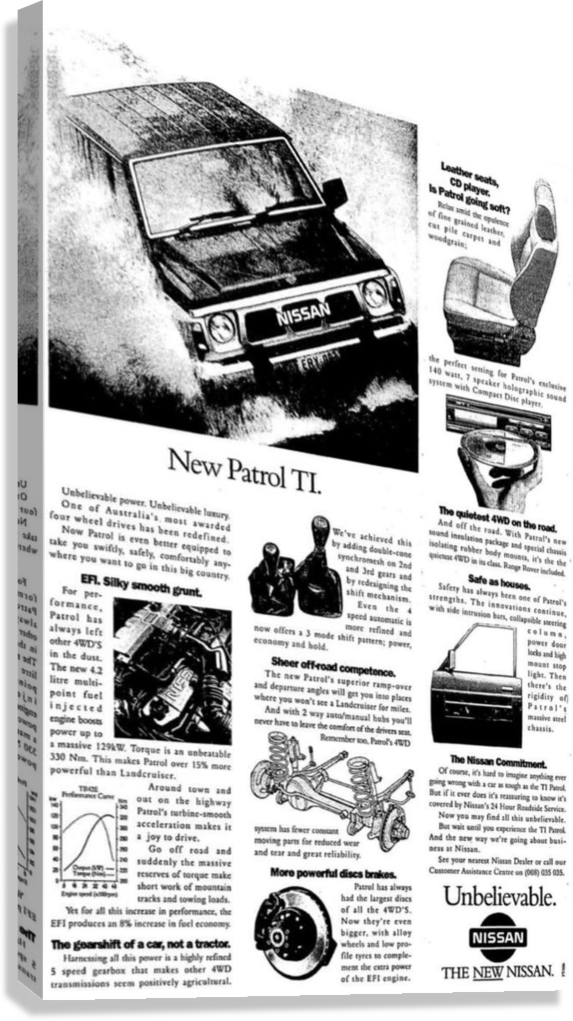 NISSAN PATROL RETRO SUV TECH SPECS CANVAS POSTER